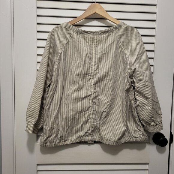 Gap Shacket Women's XL Cream Beige & Black Pinstripe - Picture 5 of 5